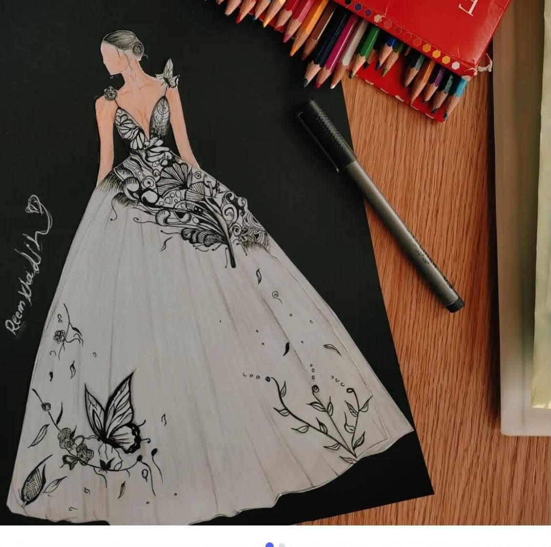 Butterfly gown fashion illustration